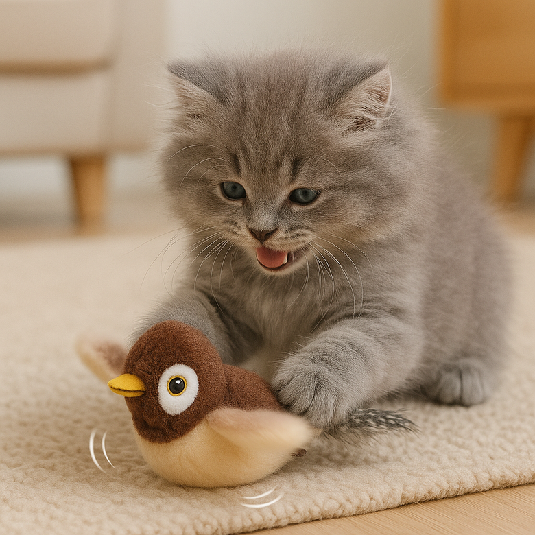 AloraFly™ – El pájaro interactivo que despierta el instinto cazador de tu gato