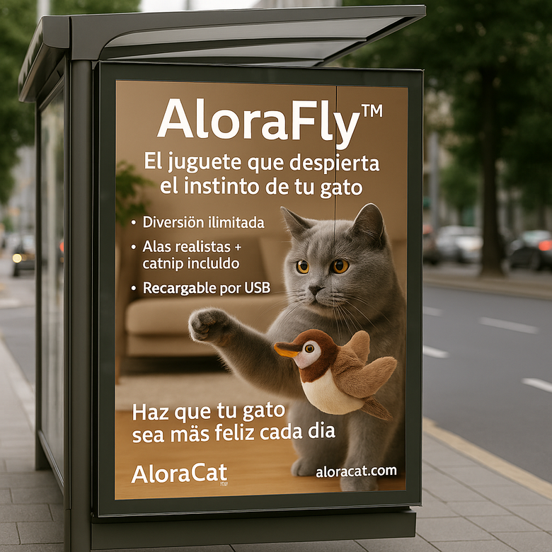 AloraFly™ – El pájaro interactivo que despierta el instinto cazador de tu gato